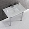 Kingston Brass KVPB37224Q1 37-Inch Console Sink with Stainless Steel Legs (4-Inch, 3 Hole), White/Polished Chrome KVPB37224Q1 - alternate 2